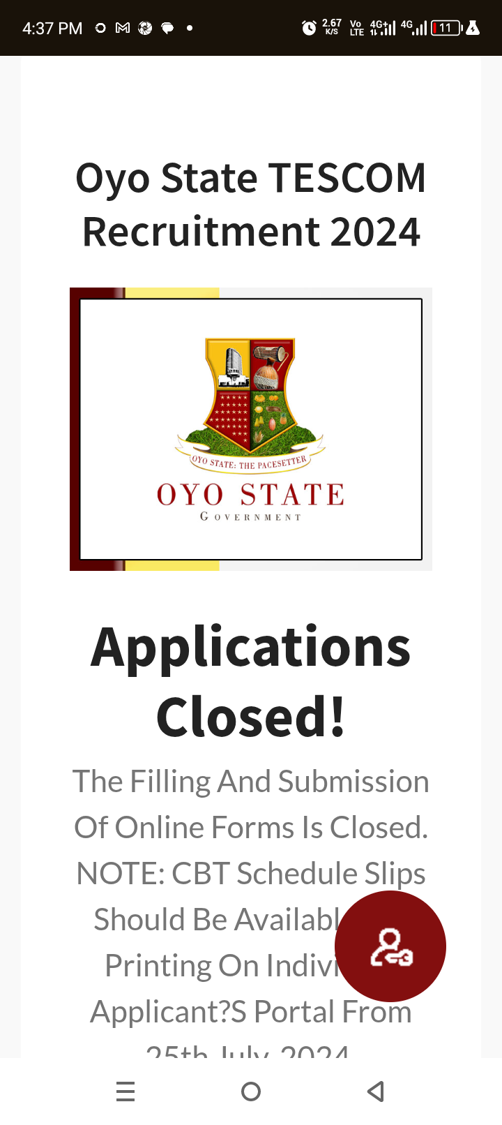 Oyo State TESCOM Recruitment Application Form Portal